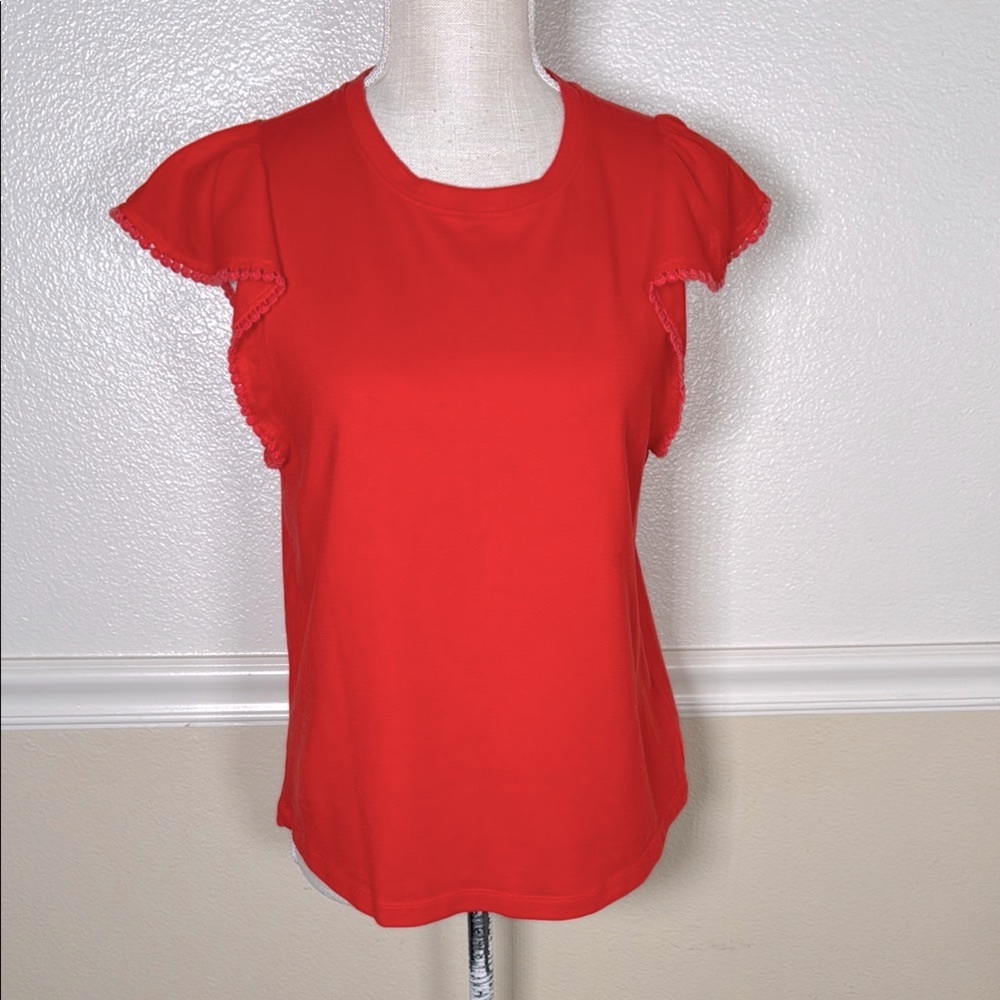 Kate Spade Orange Blouse Flutter Sleeve Cotton Blouse Top Shirt